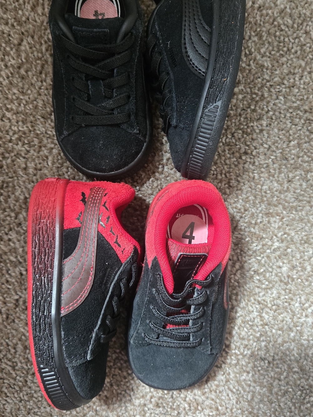 Puma Kids Black and Red Low-Top Sneakers